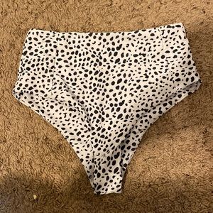 White with black spots high waisted swimming bottoms